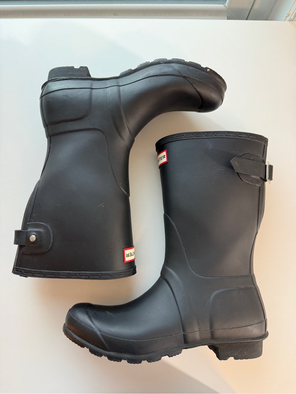 Hunter Original Black Matt Rain Boots Sz 8 MSRP $175 Casual Chic Garden - Picture 7 of 16